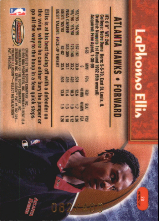 1998-99 Bowman's Best Refractors #28 LaPhonso Ellis back image