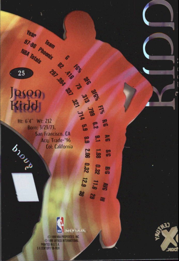 1998-99 E-X Century #25 Jason Kidd back image