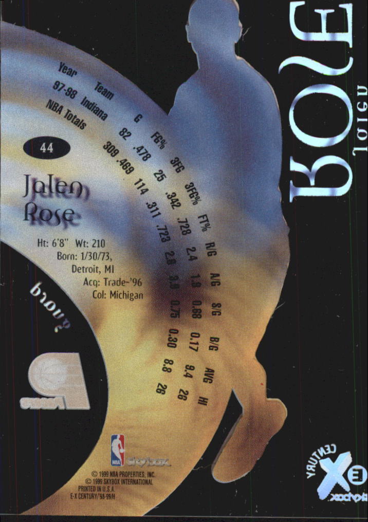 1998-99 E-X Century #44 Jalen Rose back image