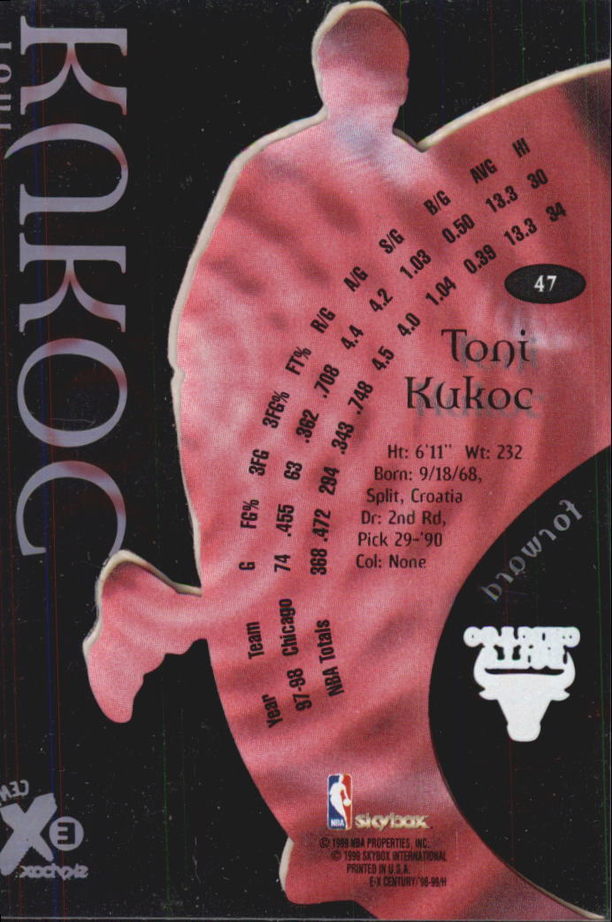 1998-99 E-X Century #47 Toni Kukoc back image