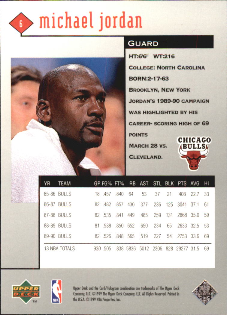 1998-99 Black Diamond #6 Michael Jordan back image