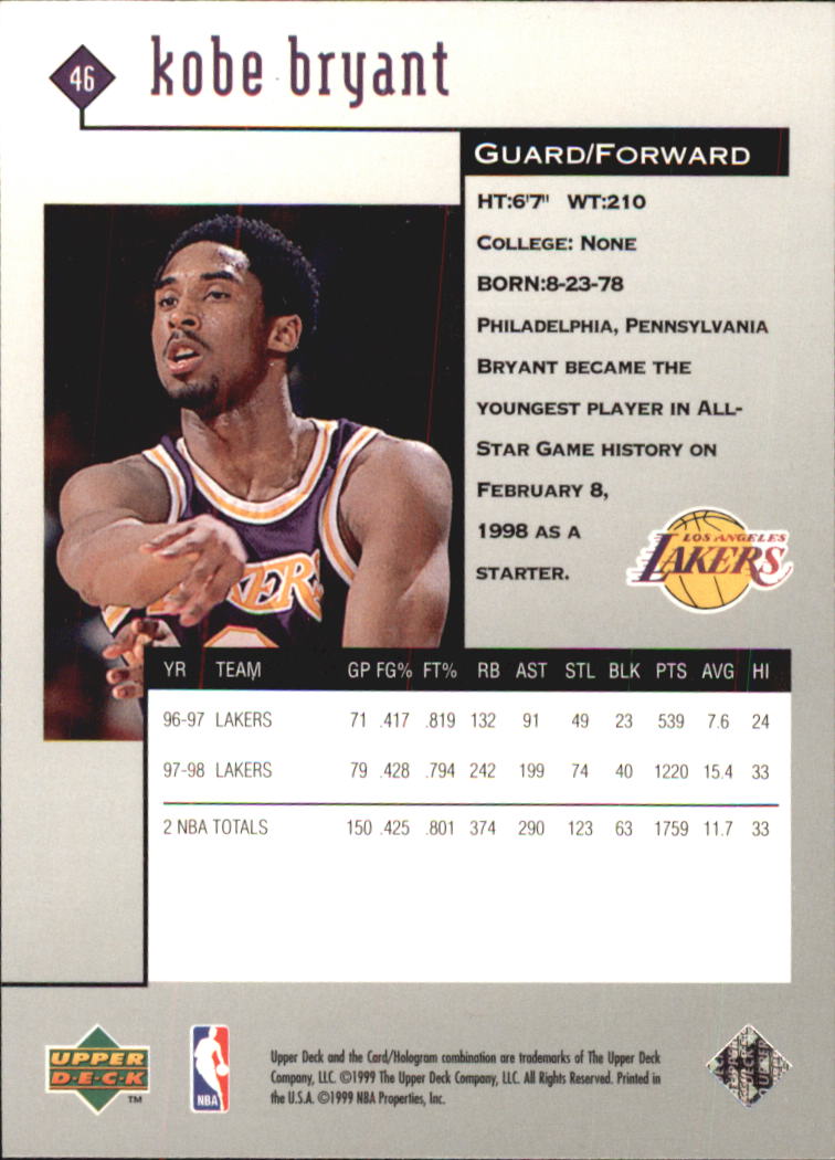 1998-99 Black Diamond #46 Kobe Bryant back image