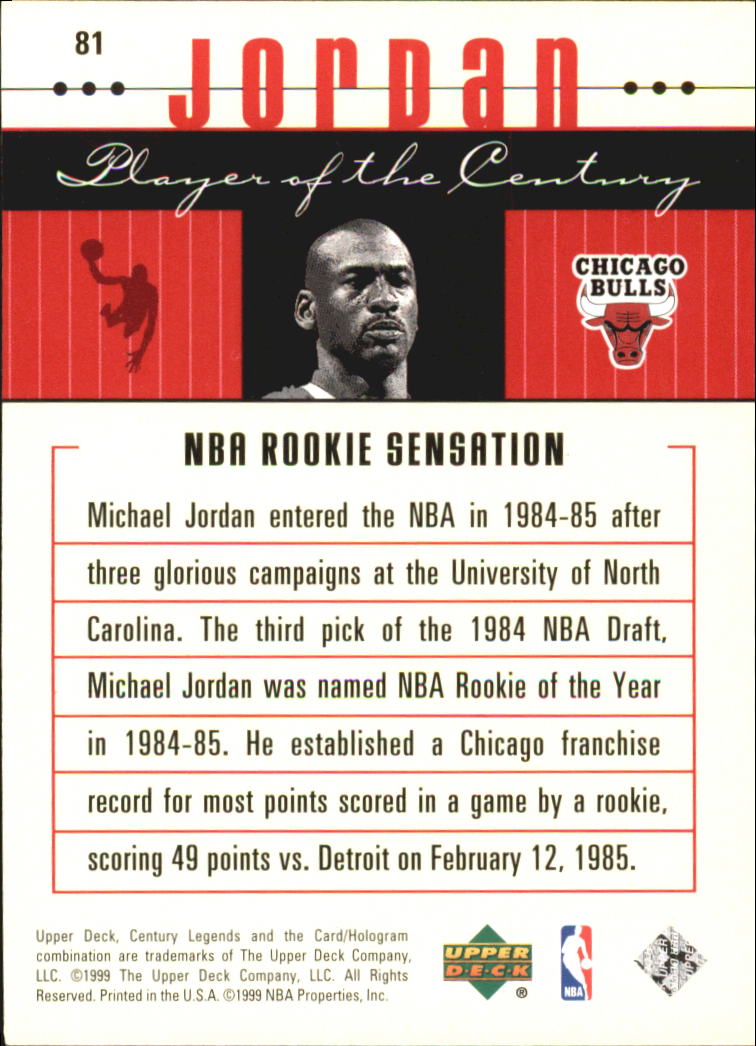 1999 Upper Deck Century Legends #81 Michael Jordan back image