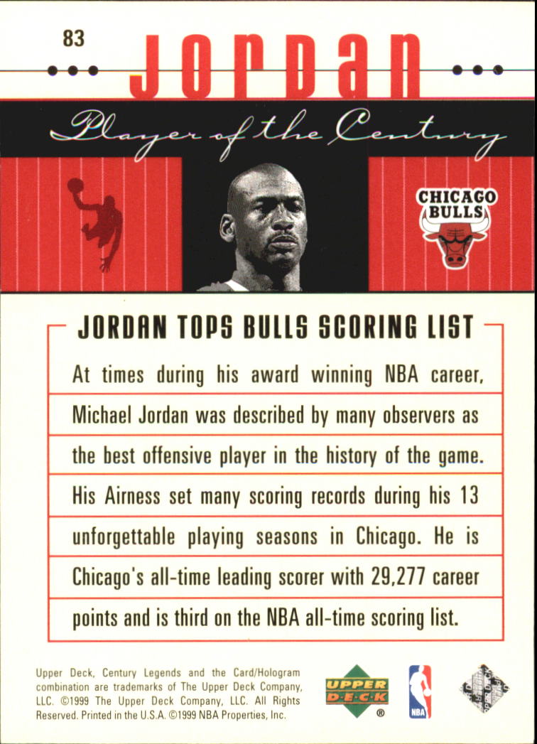 1999 Upper Deck Century Legends #83 Michael Jordan back image