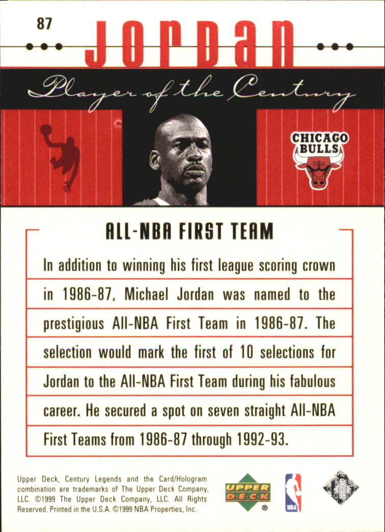 1999 Upper Deck Century Legends #87 Michael Jordan back image