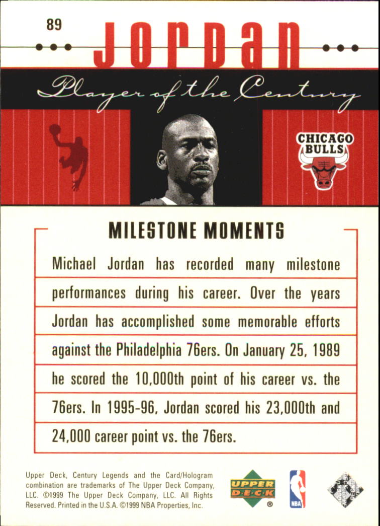 1999 Upper Deck Century Legends #89 Michael Jordan back image