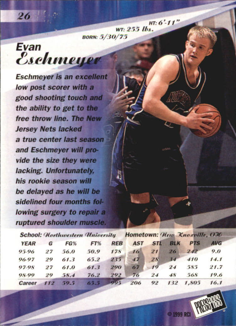 1999 Press Pass SE Torquers #26 Evan Eschmeyer back image
