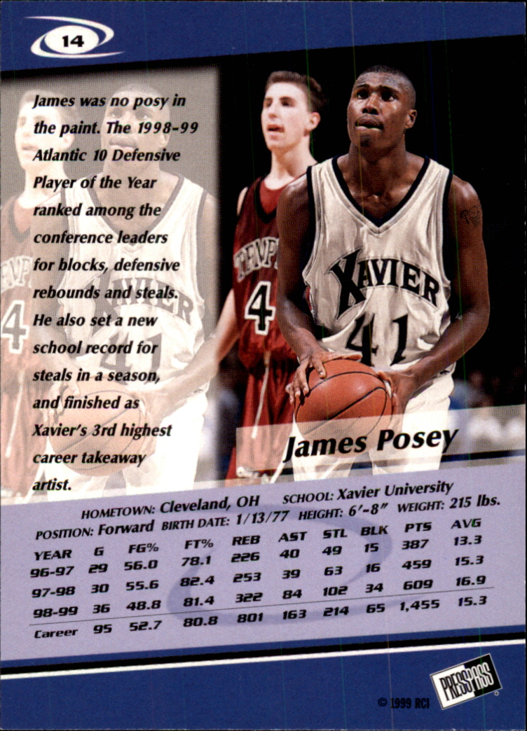 1999 Press Pass Gold Zone #14 James Posey back image