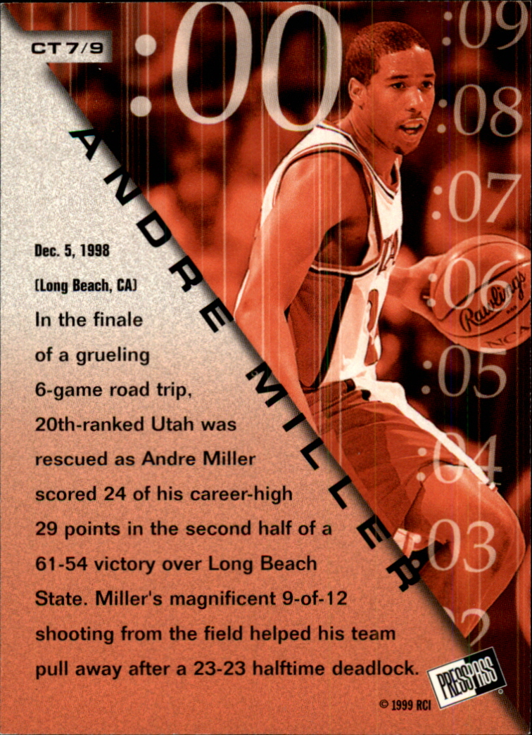 1999 Press Pass Crunch Time #CT7 Andre Miller back image