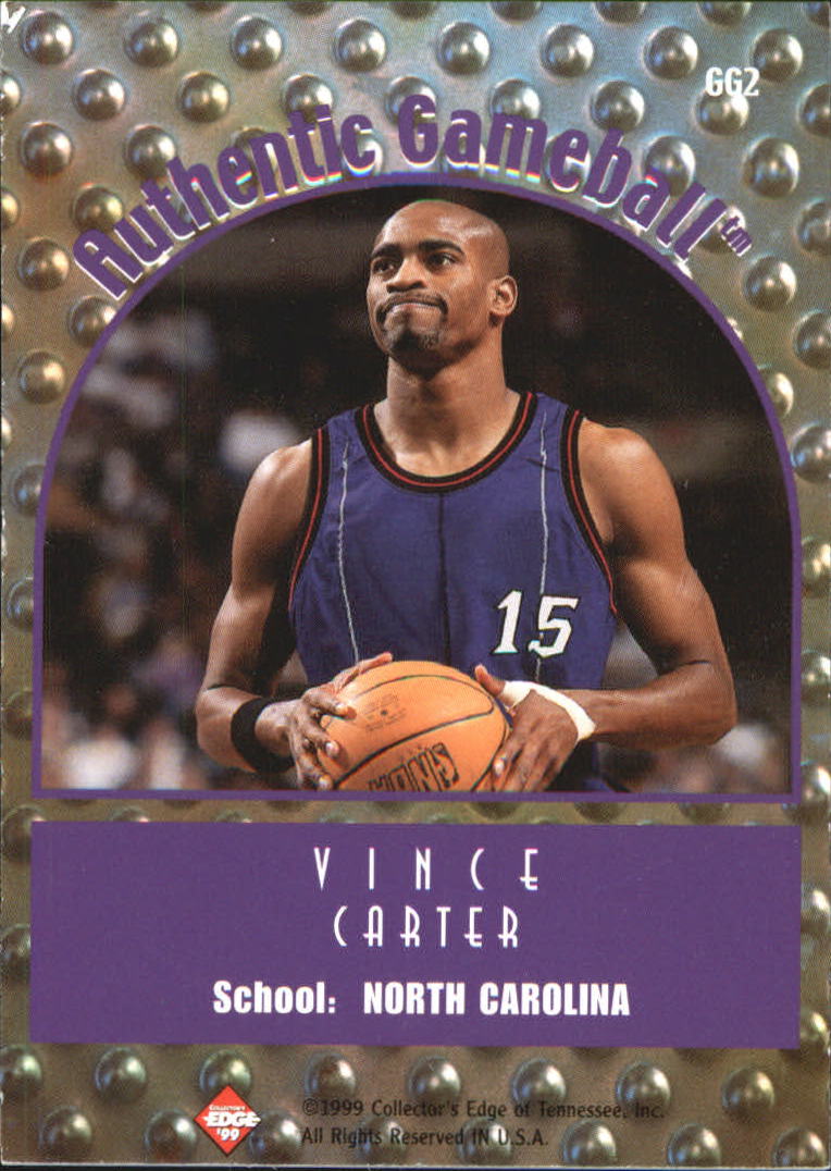 1999 Collector's Edge Rookie Rage Game Ball #GG2 Vince Carter back image