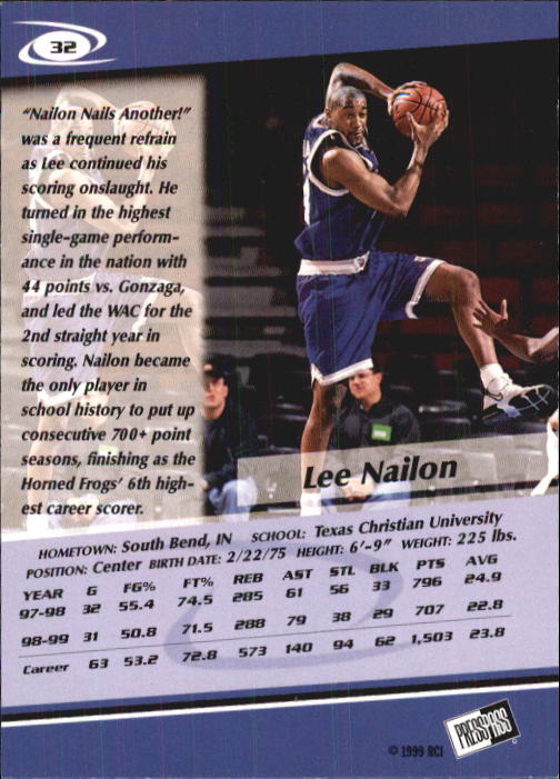 1999 Press Pass #32 Lee Nailon back image
