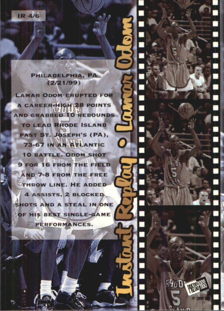 1999 Press Pass SE Instant Replay #IR4 Lamar Odom back image