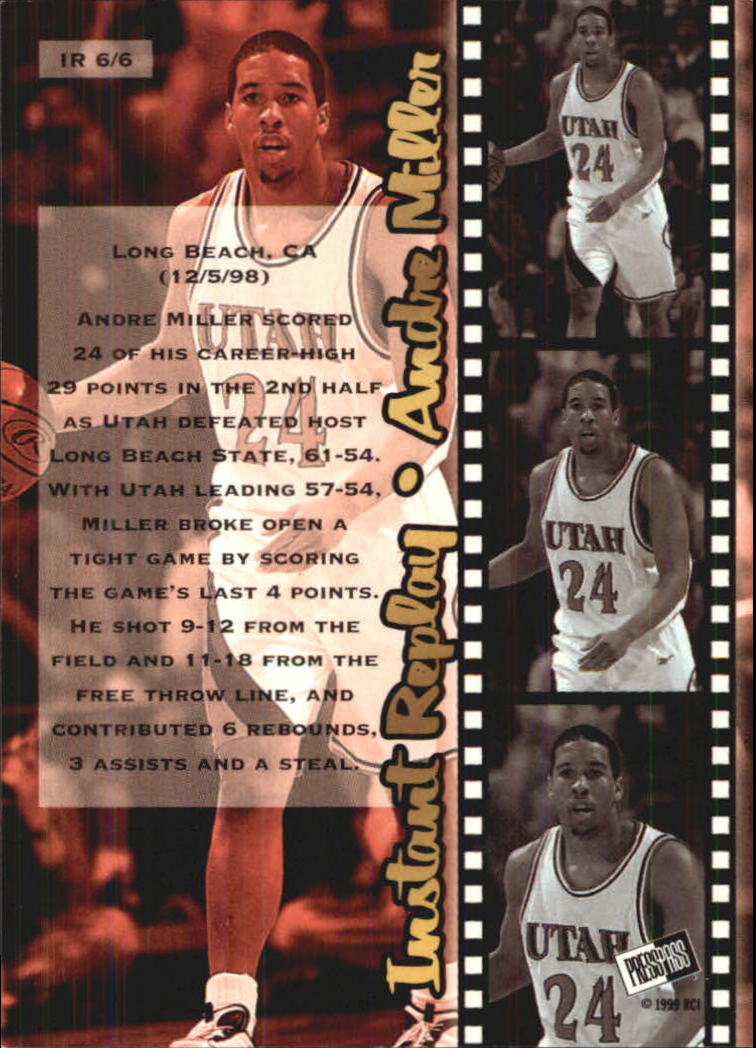1999 Press Pass SE Instant Replay #IR6 Andre Miller back image