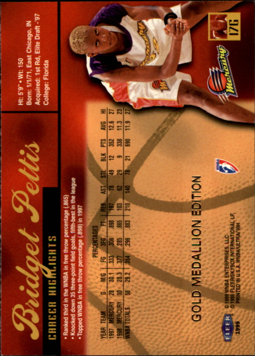 1999 Ultra WNBA #17 Bridget Pettis back image