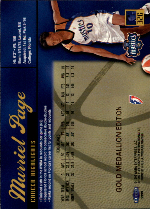 1999 Ultra WNBA #32 Murriel Page back image
