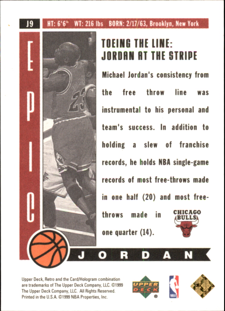 1999-00 Upper Deck Retro Epic Jordan #J9 Michael Jordan back image