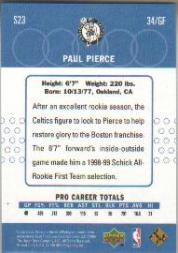 1999-00 Upper Deck Retro Old School/New School #S23 Paul Pierce back image