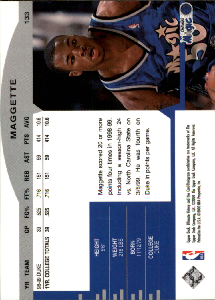1999-00 Ultimate Victory Parallel 100 #133 Corey Maggette back image