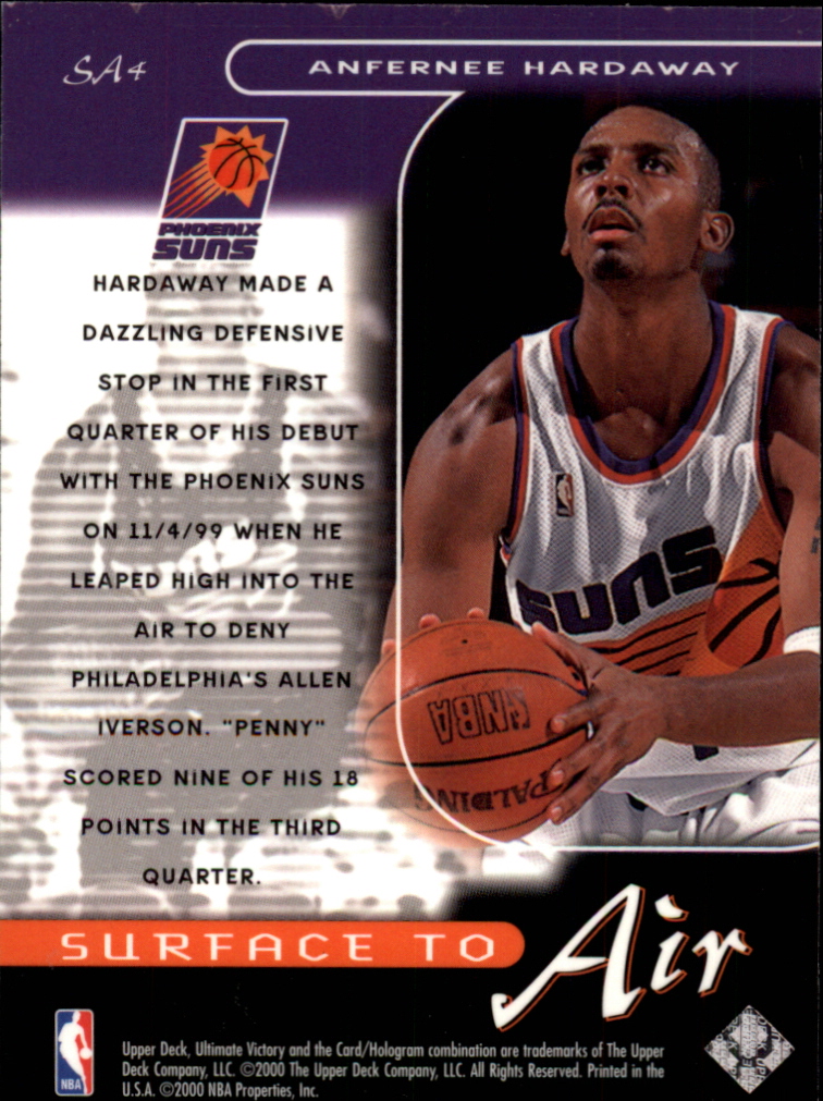 1999-00 Ultimate Victory Surface to Air #SA4 Anfernee Hardaway back image