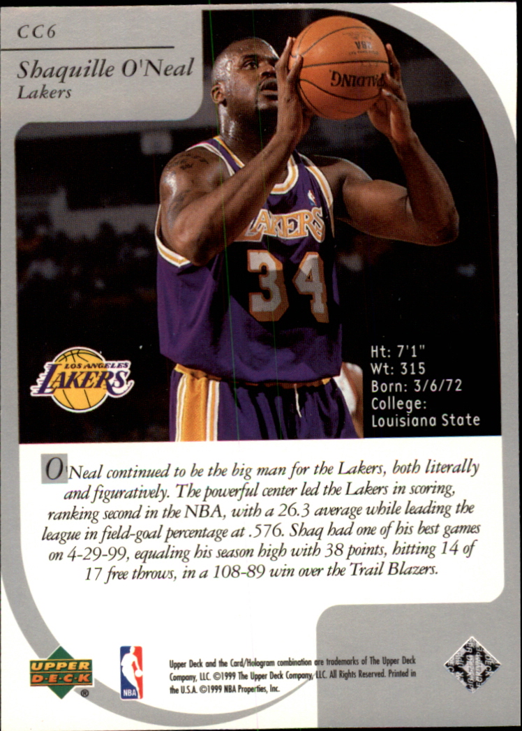 1999-00 Upper Deck Ovation Curtain Calls #CC6 Shaquille O'Neal back image