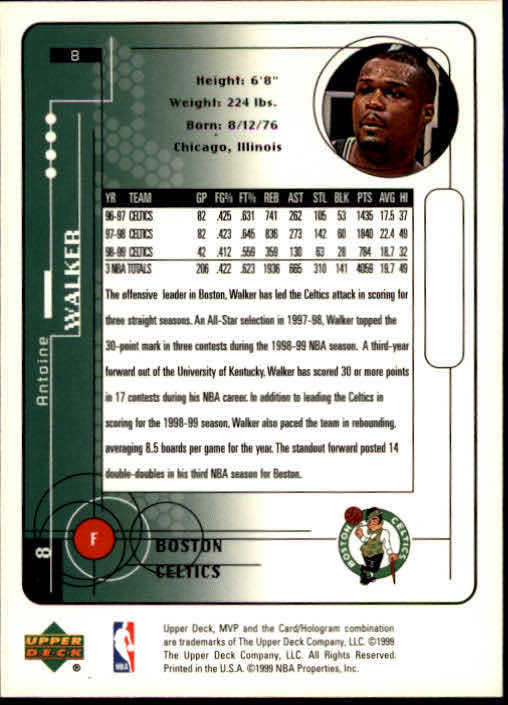 1999-00 Upper Deck MVP #8 Antoine Walker back image