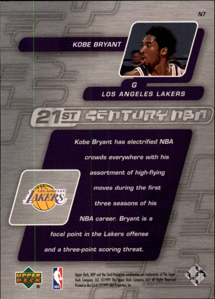 1999-00 Upper Deck MVP 21st Century NBA #N7 Kobe Bryant back image