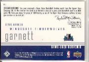 1999-00 Upper Deck MVP Game-Used Souvenirs #KGS Kevin Garnett back image