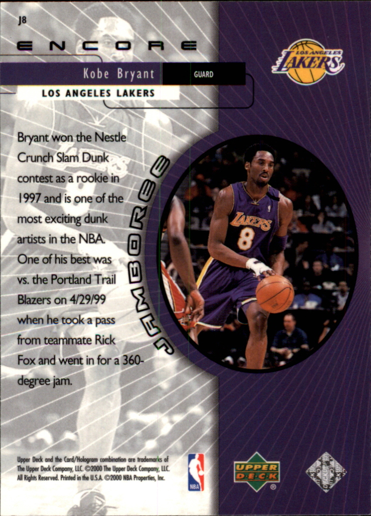 1999-00 Upper Deck Encore Jamboree #J8 Kobe Bryant back image