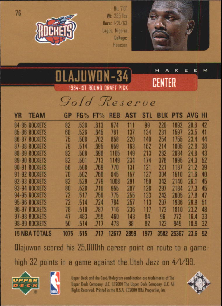 A2531- 1999-00 Upper Deck Gold Reserve Bk #s 1-240 -You Pick- 15+ FREE US SHIP - Picture 119 of 395