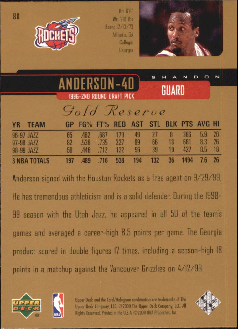 A2531- 1999-00 Upper Deck Gold Reserve Bk #s 1-240 -You Pick- 15+ FREE US SHIP - Picture 127 of 395