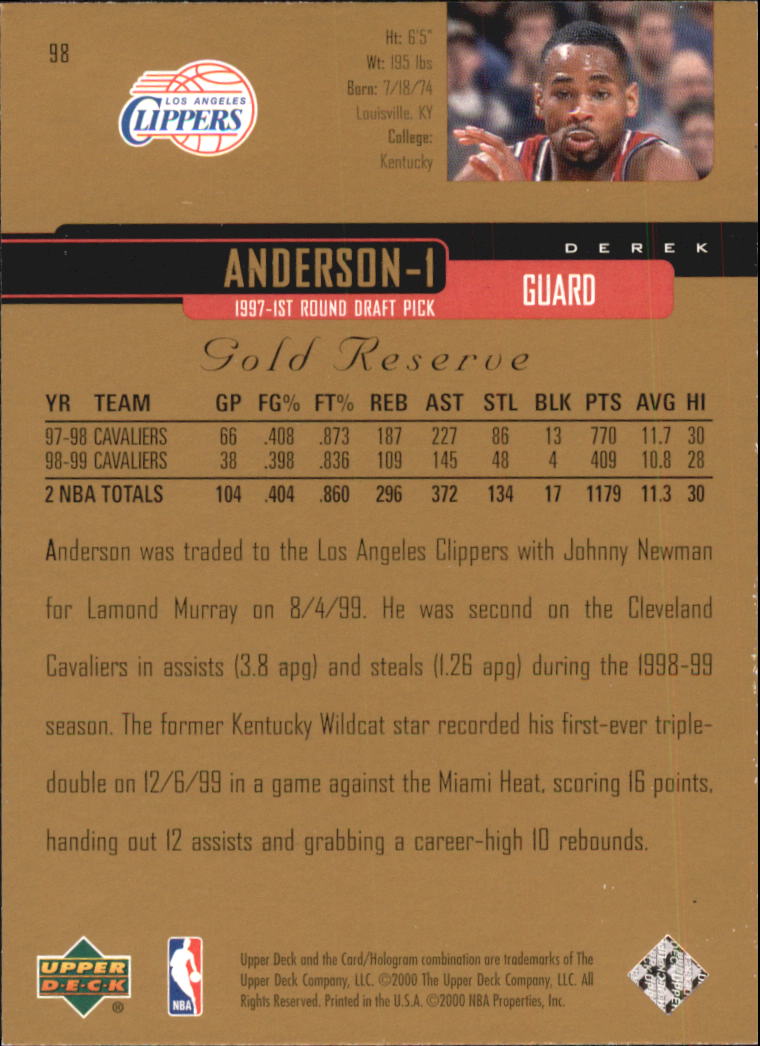 A2531- 1999-00 Upper Deck Gold Reserve Bk #s 1-240 -You Pick- 15+ FREE US SHIP - Picture 161 of 395