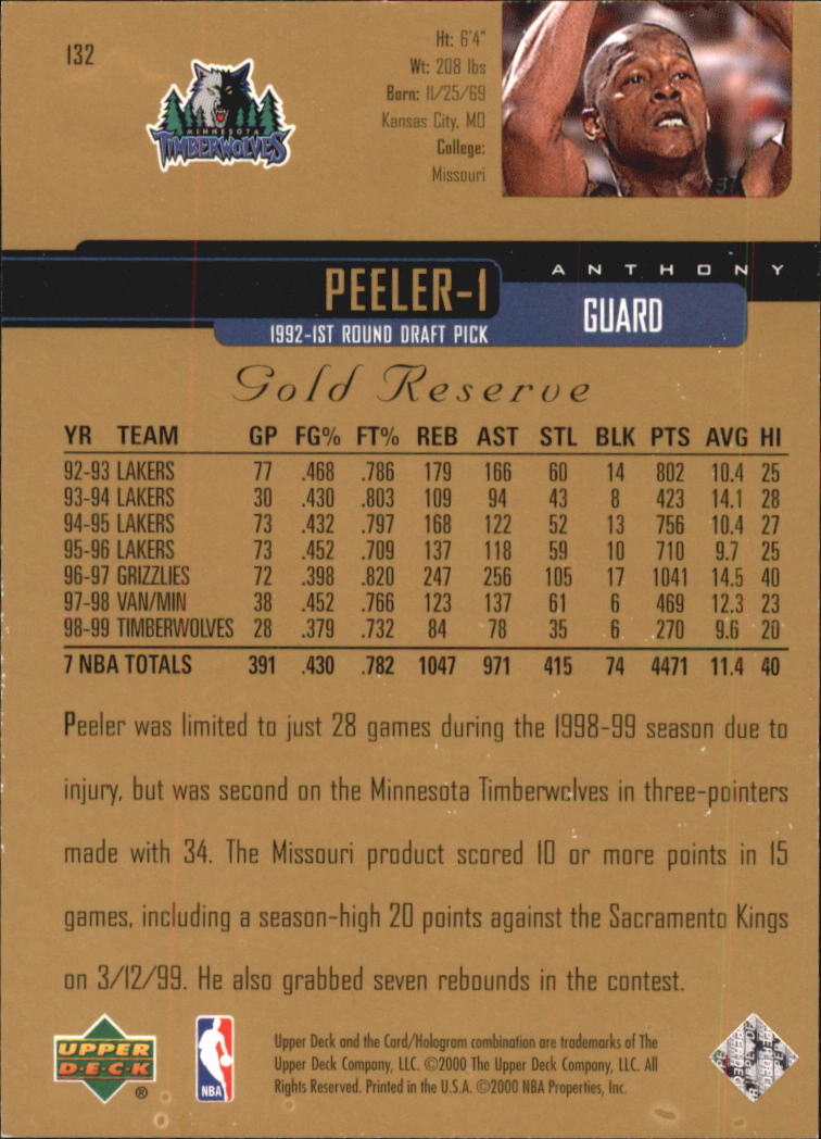 A2531- 1999-00 Upper Deck Gold Reserve Bk #s 1-240 -You Pick- 15+ FREE US SHIP - Picture 225 of 395