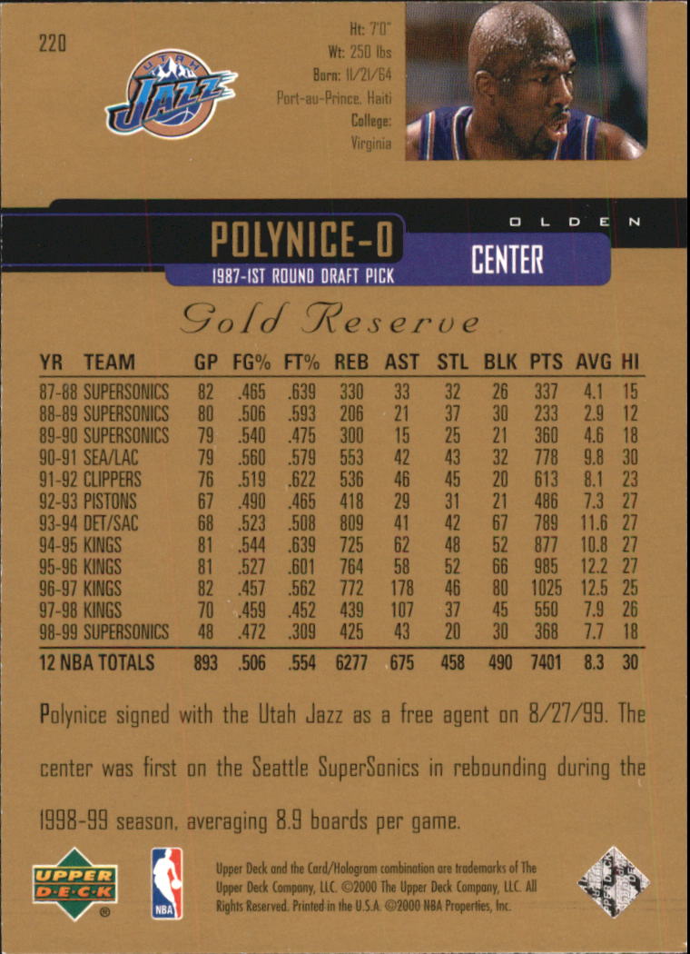 A2531- 1999-00 Upper Deck Gold Reserve Bk #s 1-240 -You Pick- 15+ FREE US SHIP - Picture 357 of 395