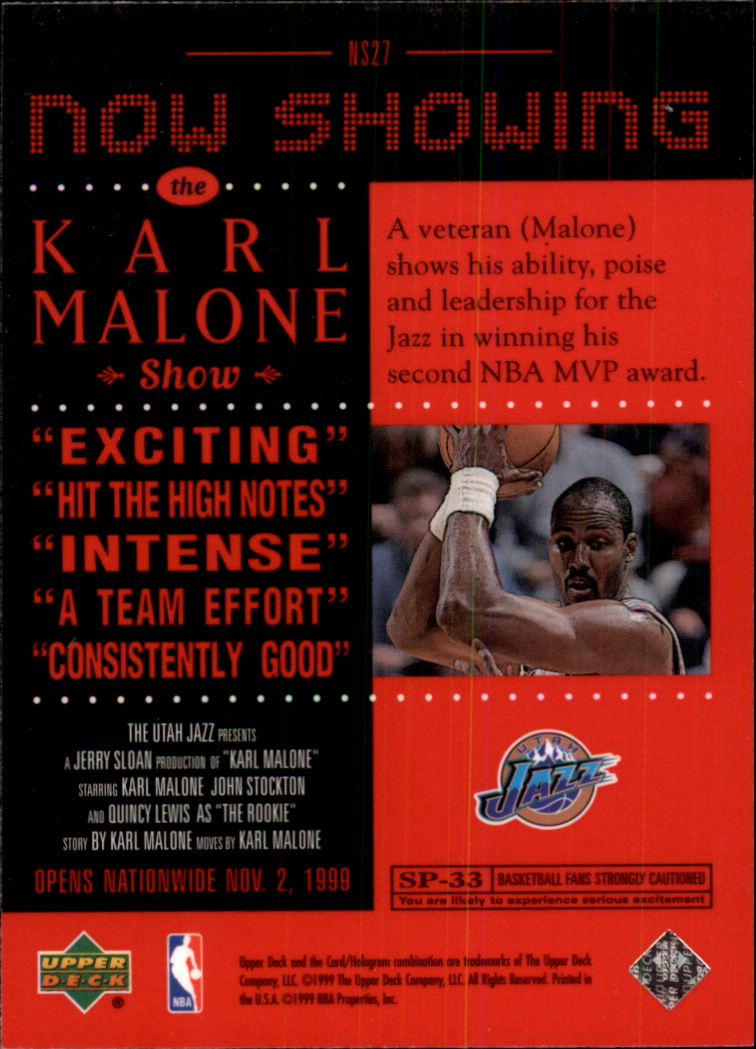 1999-00 Upper Deck Now Showing #NS27 Karl Malone back image