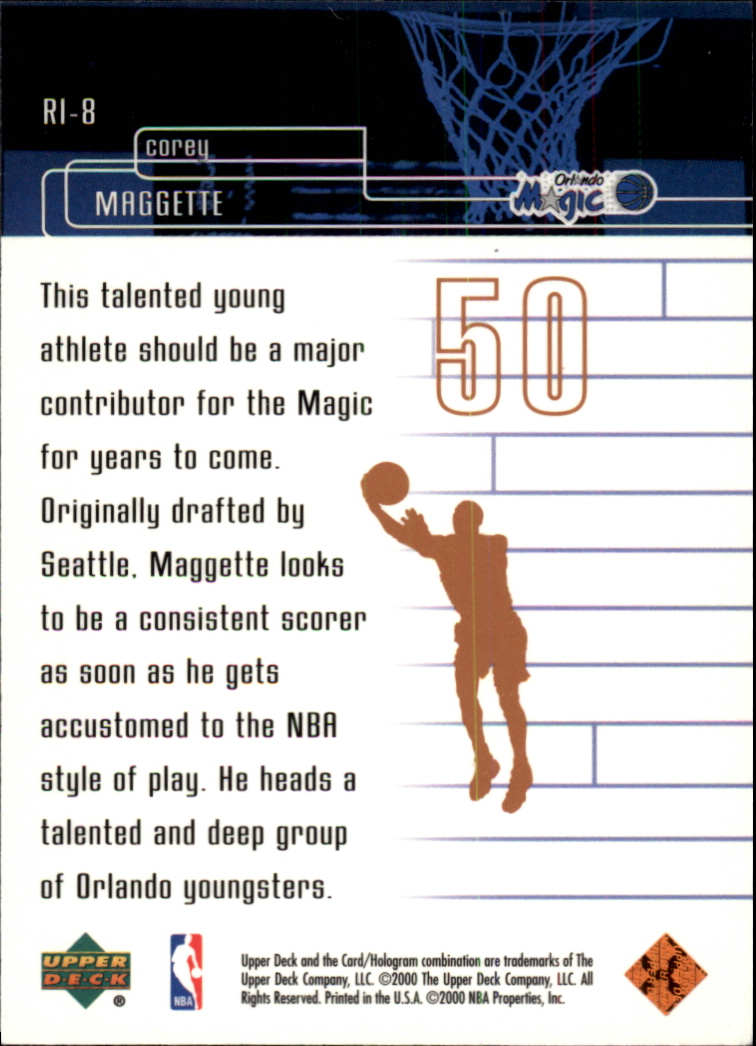 1999-00 Upper Deck Rookies Illustrated #RI8 Corey Maggette back image