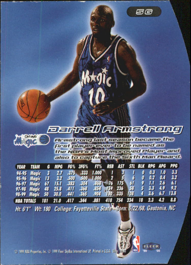 1999-00 Ultra Gold Medallion #5 Darrell Armstrong back image