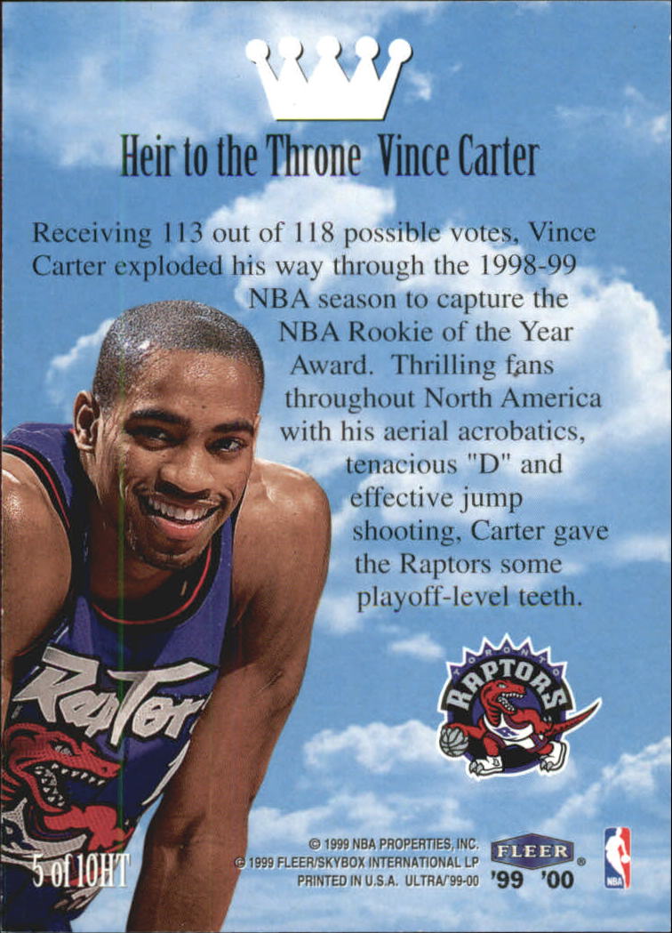 1999-00 Ultra Heir to the Throne #5 Vince Carter back image