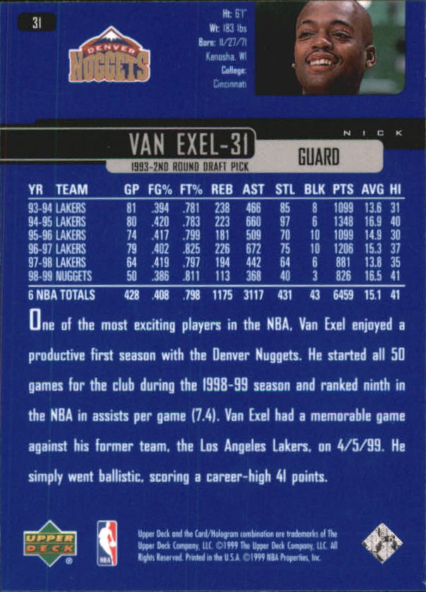 A8332- 1999-00 Upper Deck Bk Card #s 1-240 +Rookies -You Pick- 15+ FREE US SHIP - Picture 61 of 380