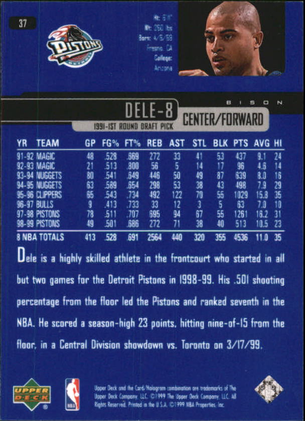 A8332- 1999-00 Upper Deck Bk Card #s 1-240 +Rookies -You Pick- 15+ FREE US SHIP - Picture 73 of 380
