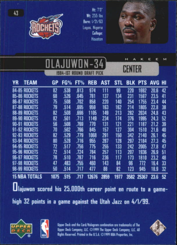 A8332- 1999-00 Upper Deck Bk Card #s 1-240 +Rookies -You Pick- 15+ FREE US SHIP - Picture 85 of 380