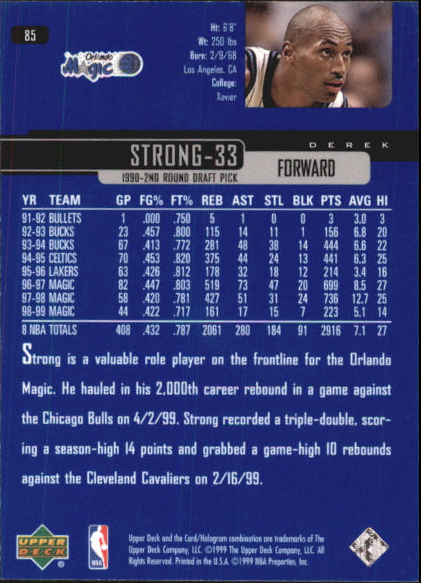 A8332- 1999-00 Upper Deck Bk Card #s 1-240 +Rookies -You Pick- 15+ FREE US SHIP - Picture 164 of 380