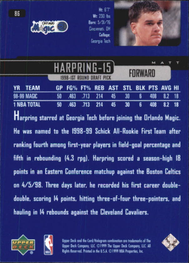 A8332- 1999-00 Upper Deck Bk Card #s 1-240 +Rookies -You Pick- 15+ FREE US SHIP - Picture 166 of 380