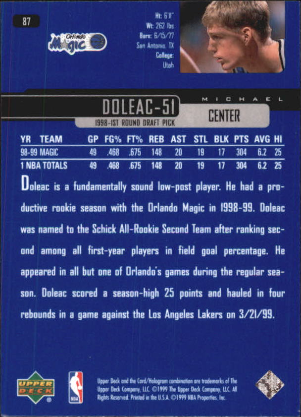 A8332- 1999-00 Upper Deck Bk Card #s 1-240 +Rookies -You Pick- 15+ FREE US SHIP - Picture 168 of 380