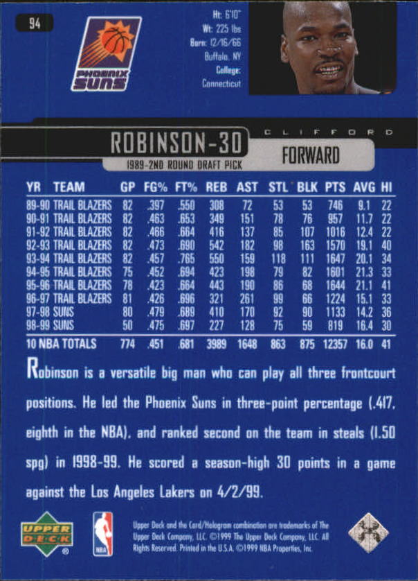 A8332- 1999-00 Upper Deck Bk Card #s 1-240 +Rookies -You Pick- 15+ FREE US SHIP - Picture 182 of 380