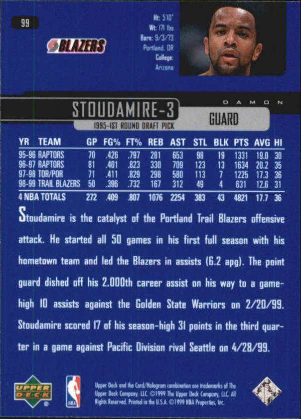 A8332- 1999-00 Upper Deck Bk Card #s 1-240 +Rookies -You Pick- 15+ FREE US SHIP - Picture 192 of 380