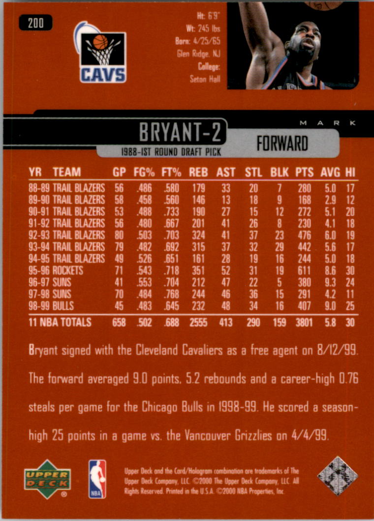 A8332- 1999-00 Upper Deck Bk Card #s 1-240 +Rookies -You Pick- 15+ FREE US SHIP - Picture 300 of 380