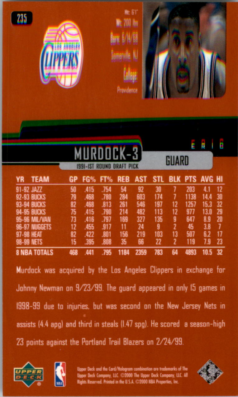 A8332- 1999-00 Upper Deck Bk Card #s 1-240 +Rookies -You Pick- 15+ FREE US SHIP - Picture 370 of 380