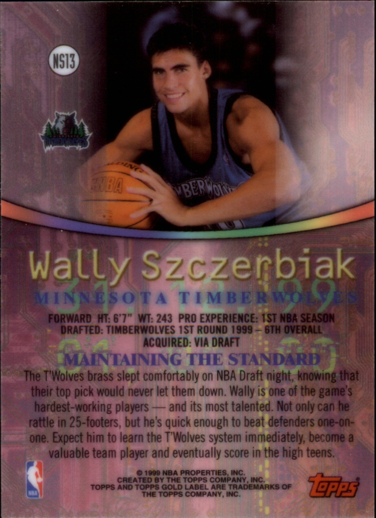 1999-00 Topps Gold Label New Standard Black Label #NS13 Wally Szczerbiak back image