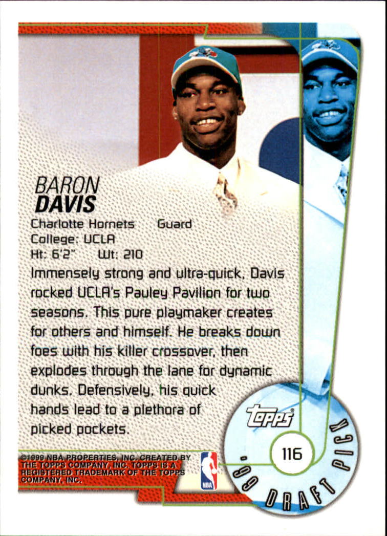 1999-00 Topps Tip-Off #116 Baron Davis RC back image