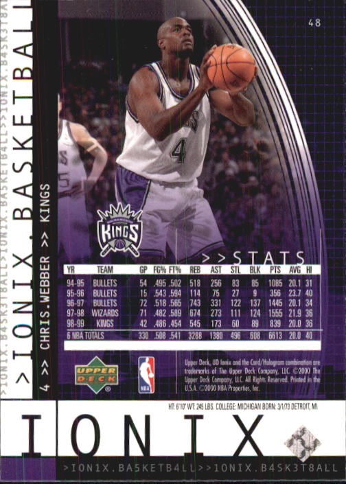 B4538- 1999-00 UD Ionix Bk Card #s 1-90 +Inserts -You Pick- 15+ FREE US SHIP - Picture 91 of 126